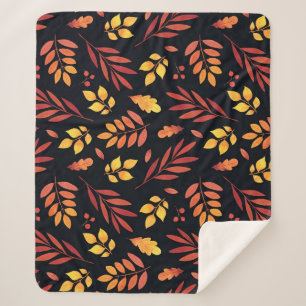 Couverture Sherpa Feuilles d'automne colorées Motif d'aquarelle