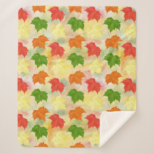 Couverture Sherpa feuilles d'automne de l'aquarelle