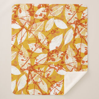 Couverture Sherpa Feuilles d'automne : Golden Vintage Repeat