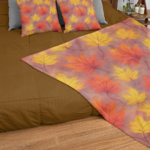 Couverture Sherpa Feuilles d'automne Rustique Aquarelle - Feuillage