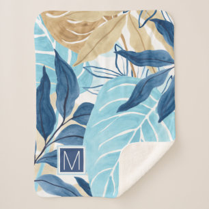 Couverture Sherpa Feuilles de la jungle bleue