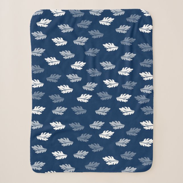 Couverture Sherpa Feuilles de la marine Blue Antique Motif (Devant)