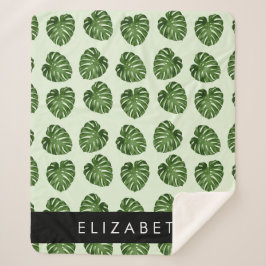 Couverture Sherpa Feuilles de palme, Motif tropical, Votre nom