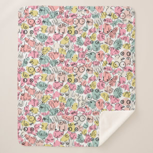 Couverture Sherpa feuilles de papier d'emballage design de poitrine 