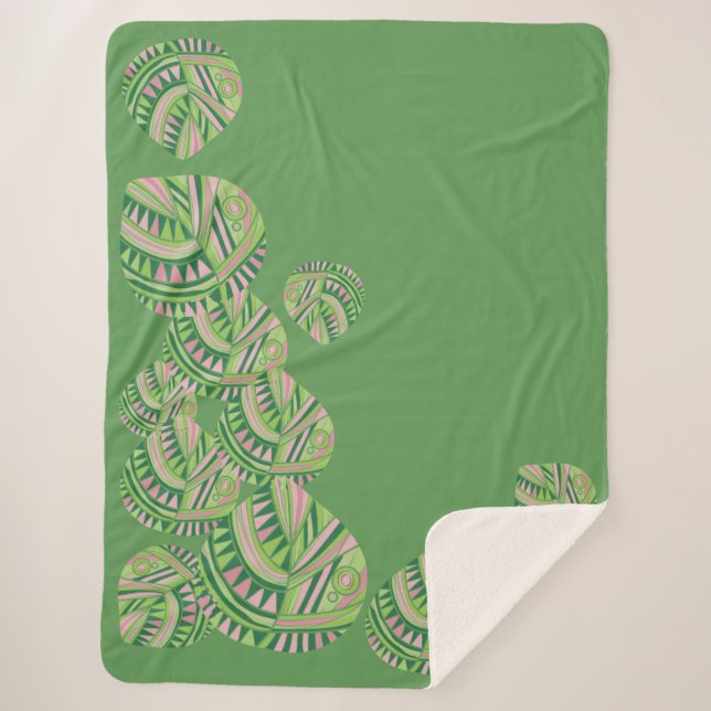 Couverture Sherpa Feuilles de tête de poisson Jazz V Vert Dusty rose (Devant)
