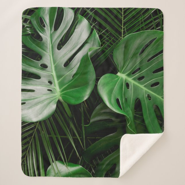 Couverture Sherpa Feuilles et feuilles de palmiers verts (Devant)