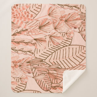 Couverture Sherpa Feuilles tropicaux : Motif créatif à main.