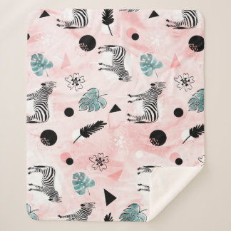Couverture Sherpa Feuilles tropicaux Zebras Cravate-Dye Motif