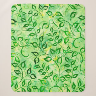 Couverture Sherpa Feuilles vert aquarelle sur un fond jaune-vert