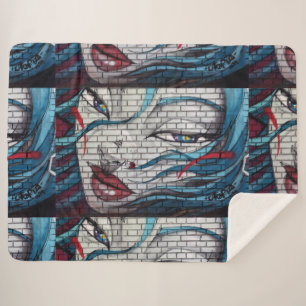 Couverture Sherpa Fille asiatique graffiti