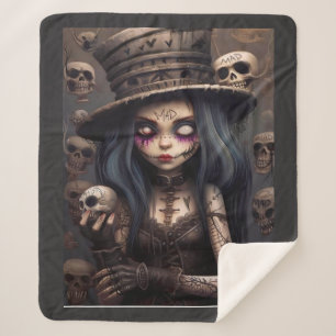 Couverture Sherpa Fille aux Crânes Steampunk Gothique – Fantastique