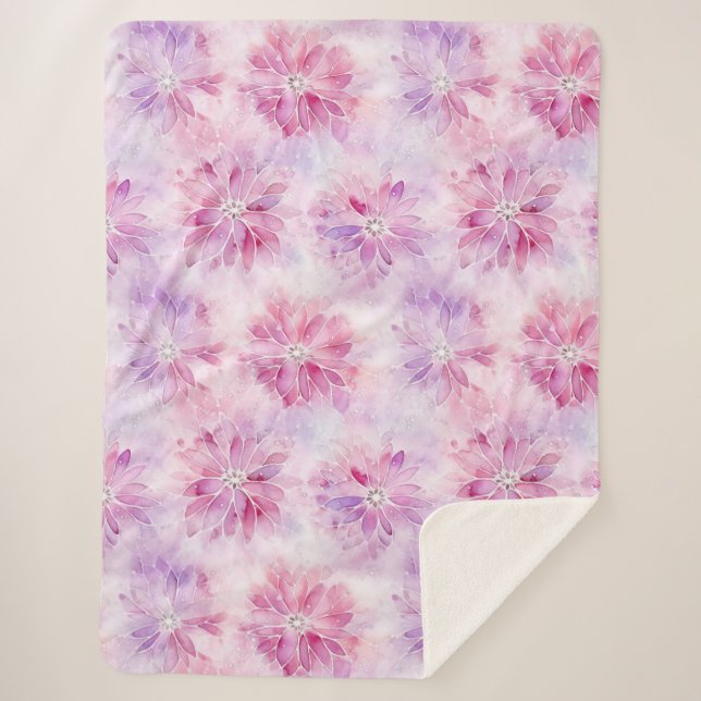 Couverture Sherpa Fille Blush Rose Chic Lavande Florale (Devant)