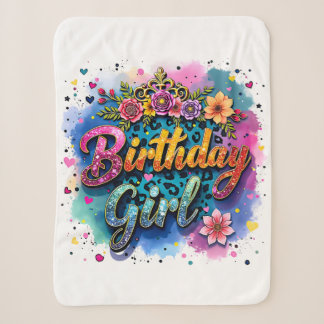 Couverture Sherpa Fille d'anniversaire léopard floral