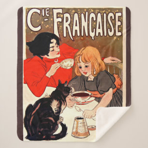 Couverture Sherpa Fille et chat, Poster vintage, Alexandre Steinlen