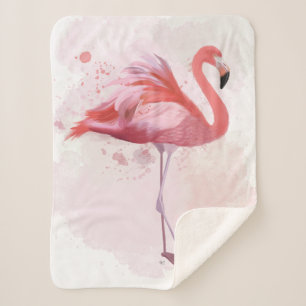 Couverture Sherpa Flamant rose pelucheux