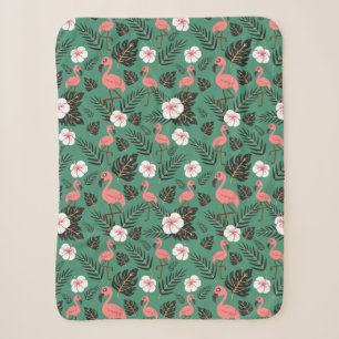 Couverture Sherpa Flamant rose rose motif transparent sur arrière - 