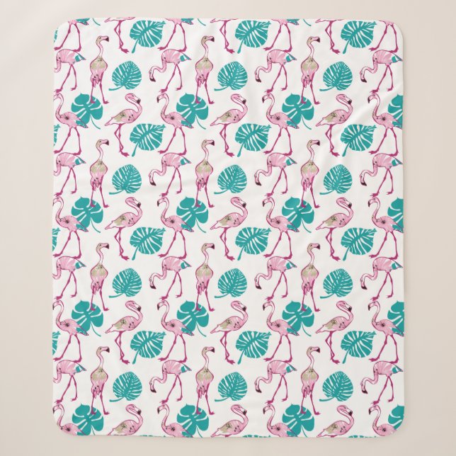 Couverture Sherpa Flamants roses roses (Devant)
