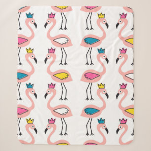 Couverture Sherpa Flamingo with crown seamless pattern.