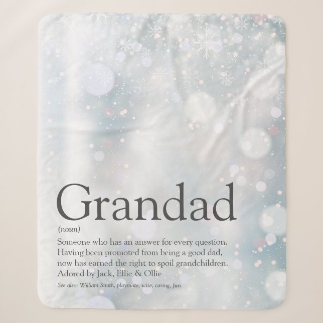 Couverture Sherpa Flammes de neige Grandpa, Grand-père, Papa (Devant)