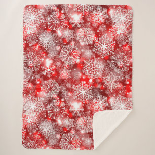 Couverture Sherpa Flammes de neige sur rouge