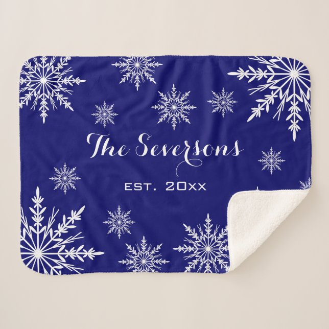 Couverture Sherpa Flèches blanches d'hiver sur le bleu (Devant (Horizontal))