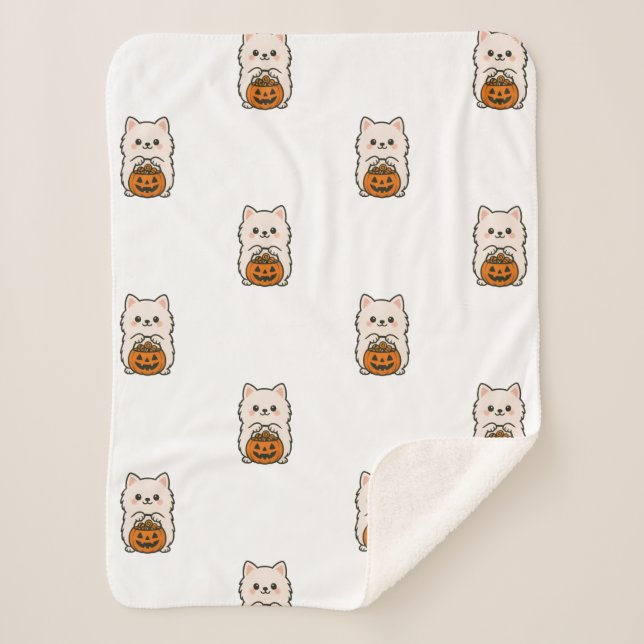 Couverture Sherpa Fleecedeken Halloween - Trésor de Pomeranian (Devant)