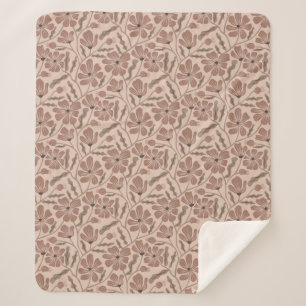 Couverture Sherpa Fleur abstraite de mousse au moka de style moderne