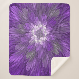 Couverture Sherpa Fleur abstraite violette psychédélique Art fractal