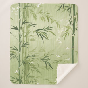 Couverture Sherpa Fleur de bambou sereine asiatique  (1)