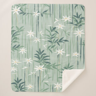 Couverture Sherpa Fleur de bambou sereine asiatique  (4)