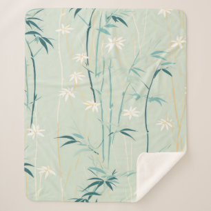 Couverture Sherpa Fleur de bambou sereine asiatique  (9)