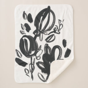 Couverture Sherpa Fleur de camée - noire et blanche