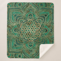 Fleur de la vie dans Lotus - malachite et or