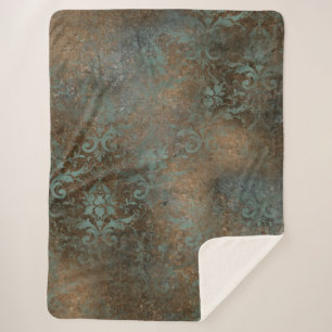Couverture Sherpa Fleur De Lis in a Rusty Background