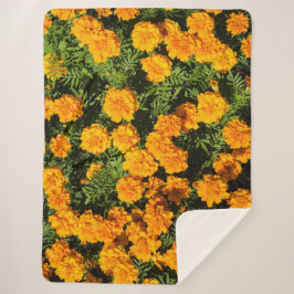 Couverture Sherpa Fleur de Marigold en fleurs