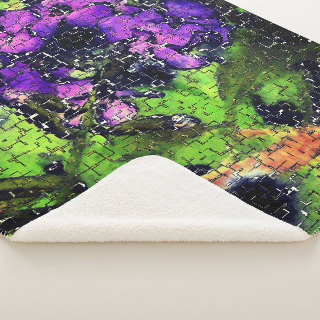 Couverture Sherpa Fleur Lilac et feuilles âgés en mosaïque sculptée (3/4)
