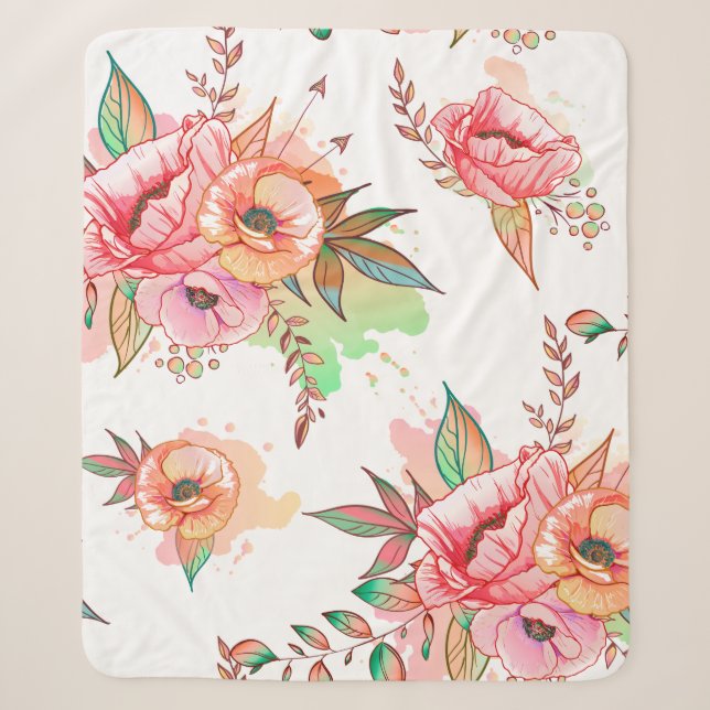 Couverture Sherpa fleur printanière (Devant)
