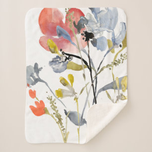 Couverture Sherpa Fleur recouverte - fleurs de pastel d'aquarelle