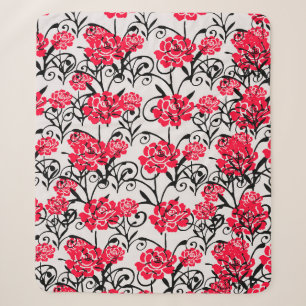 Couverture Sherpa Fleur rouge Floral Illustration Motif Design