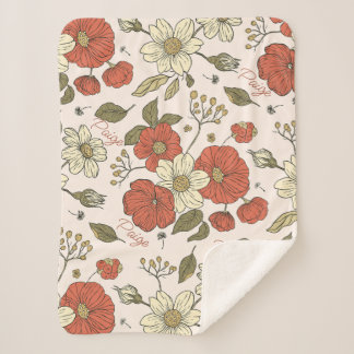 Couverture Sherpa Fleur sauvage, infirmière, Baby shower cadeau