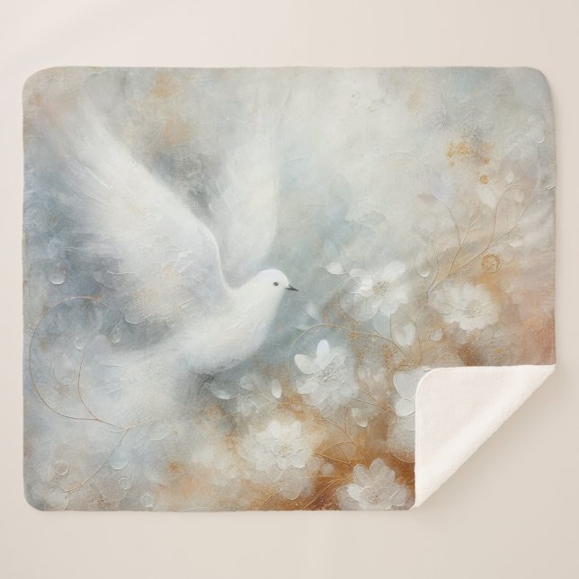 Couverture Sherpa Fleurie Colombe de Mariage (Devant (Horizontal))