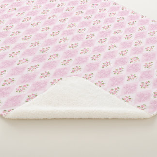 Couverture Sherpa Fleurie Rose