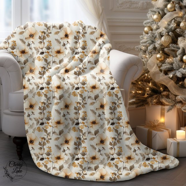 Couverture Sherpa Fleurs aquarelles (Créateur téléchargé)