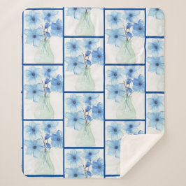 Couverture Sherpa Fleurs bleues dans un vase Cartes de notes