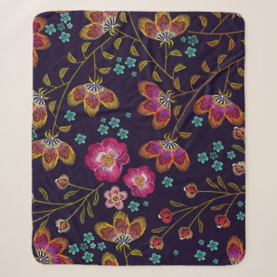 Couverture Sherpa Fleurs brodées : mode sans couture motif