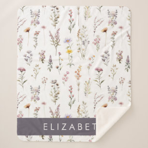 Couverture Sherpa Fleurs colorées, Fleurs sauvages, Verdure, Votre N