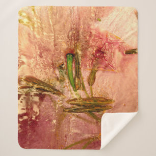 Couverture Sherpa Fleurs congelées et feuilles. Les fleurs dans le b