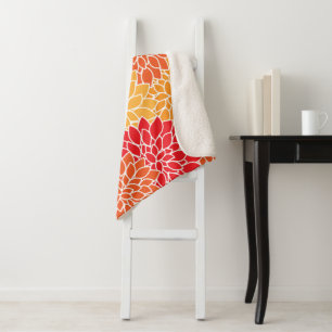 Couverture Sherpa Fleurs Dahlia, Motif De Fleurs, Dahlia Orange