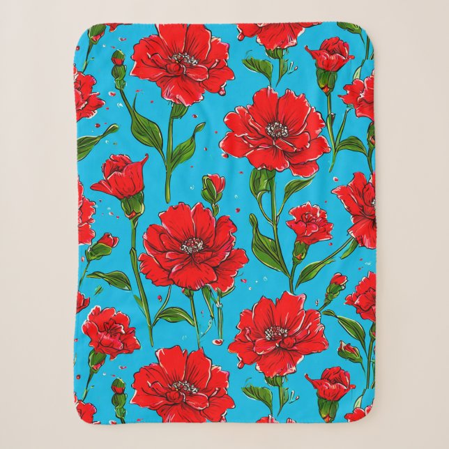Couverture Sherpa Fleurs de carnation (Devant)