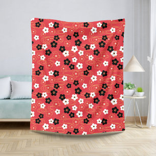Couverture Sherpa Fleurs de fleurs de cerisier rouge Sakura japonais